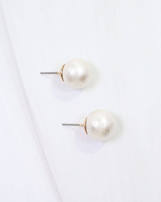 Alina Textured Pearl Stud Earring Cream: Default