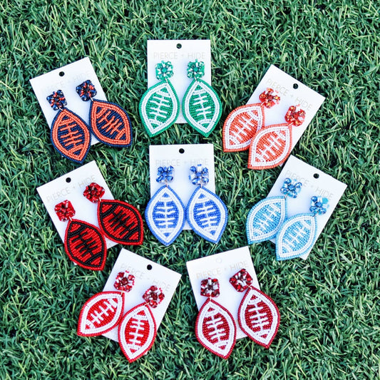 Beaded Football Earrings