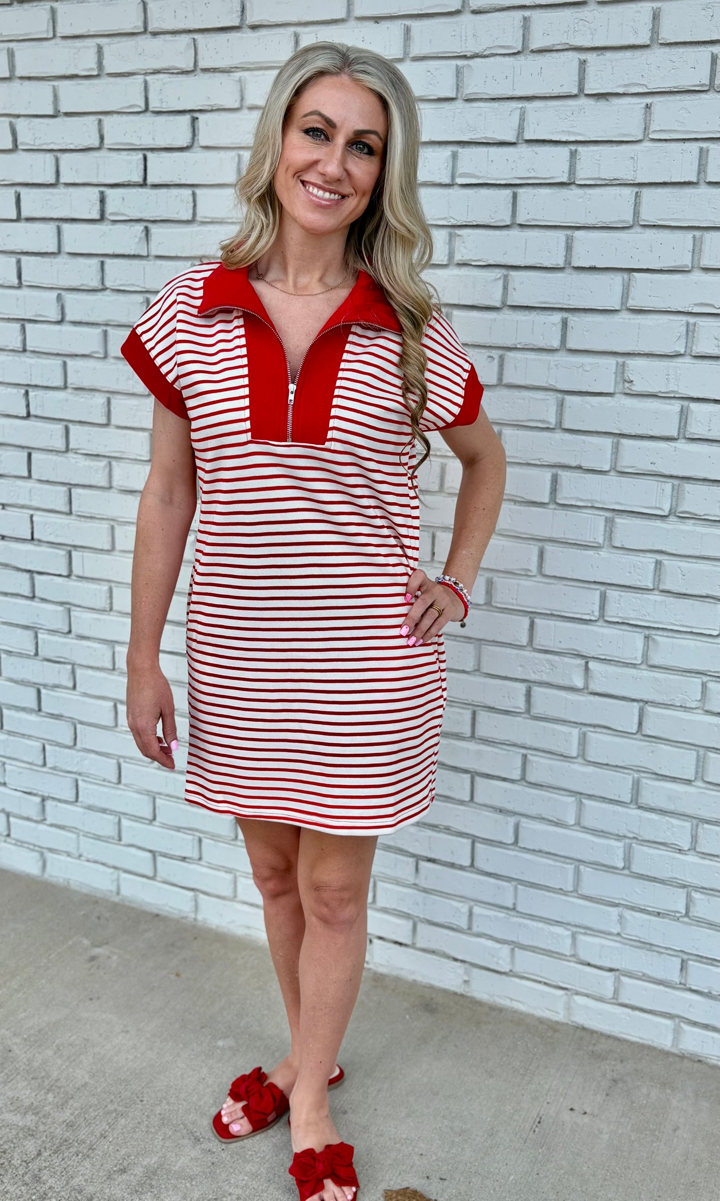 Red Striped Knit Mini Dress