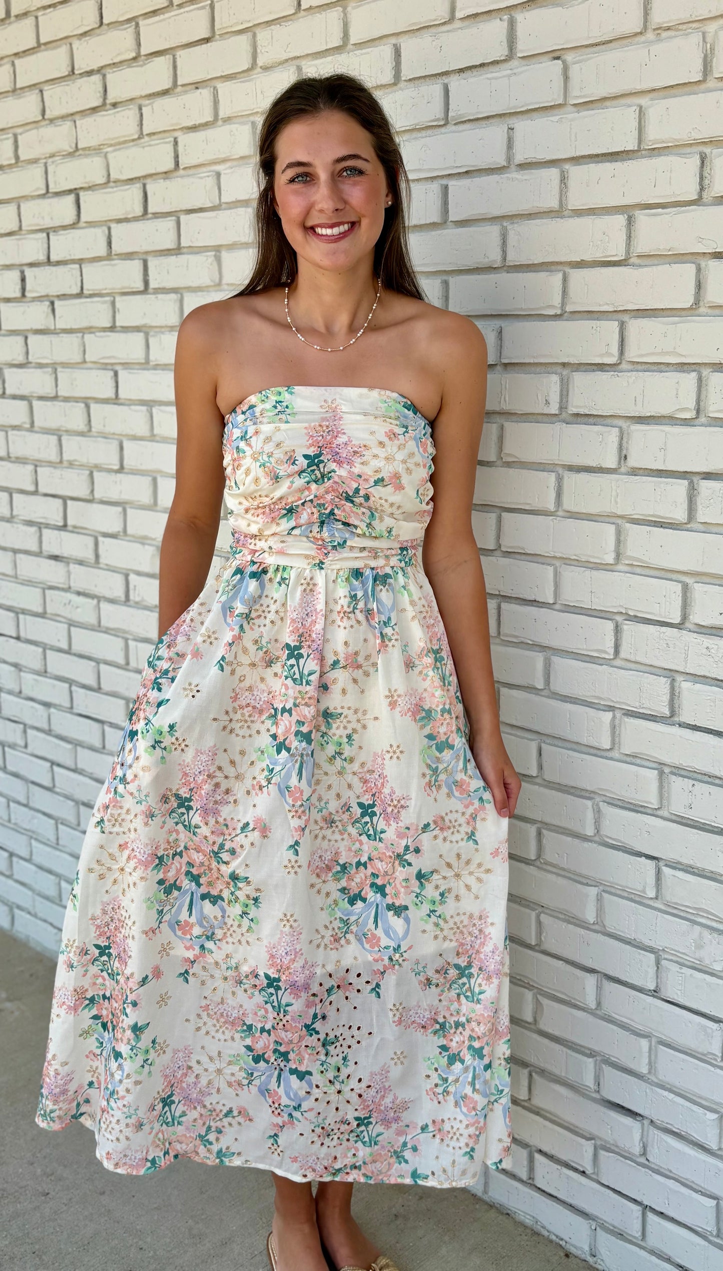 Meadow Ruched Midi Dress