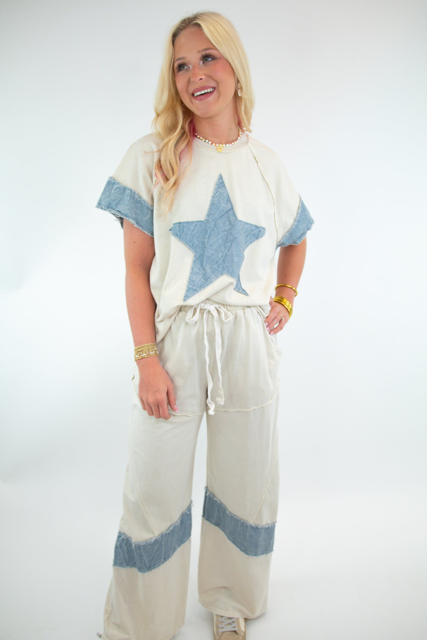 Ivory Mineral Wash Raw Hem Top