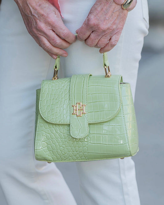 Tucker Handbag Lime Patent - Caroline Hill