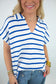 Striped Collared V-Neck Textured Top
