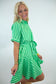 Kelly Green Striped Collared Button Up Dress