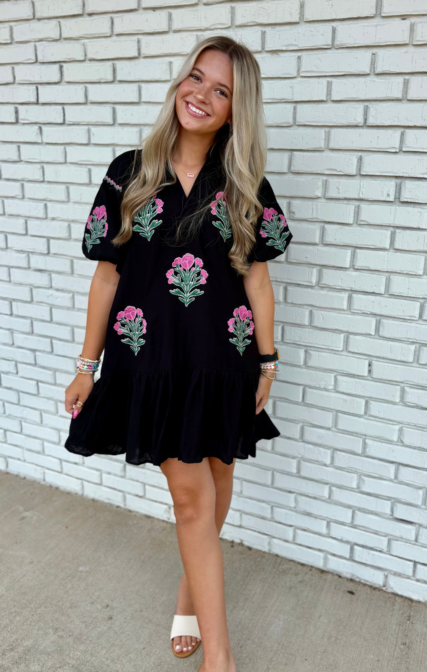 Boho Floral Dress - Black