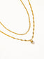 Cerise 18K Gold Non-Tarnish CZ Stone Stacked Necklace