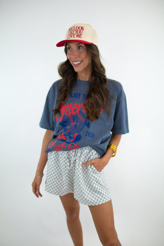 Grey Checkerboard Knit Shorts