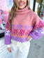 Multicolored Knit Turtleneck Sweater