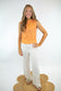 Sleeveless Orange Mock Neck Striped Top
