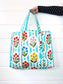Aqua Garden Party Quilted Travel Tote