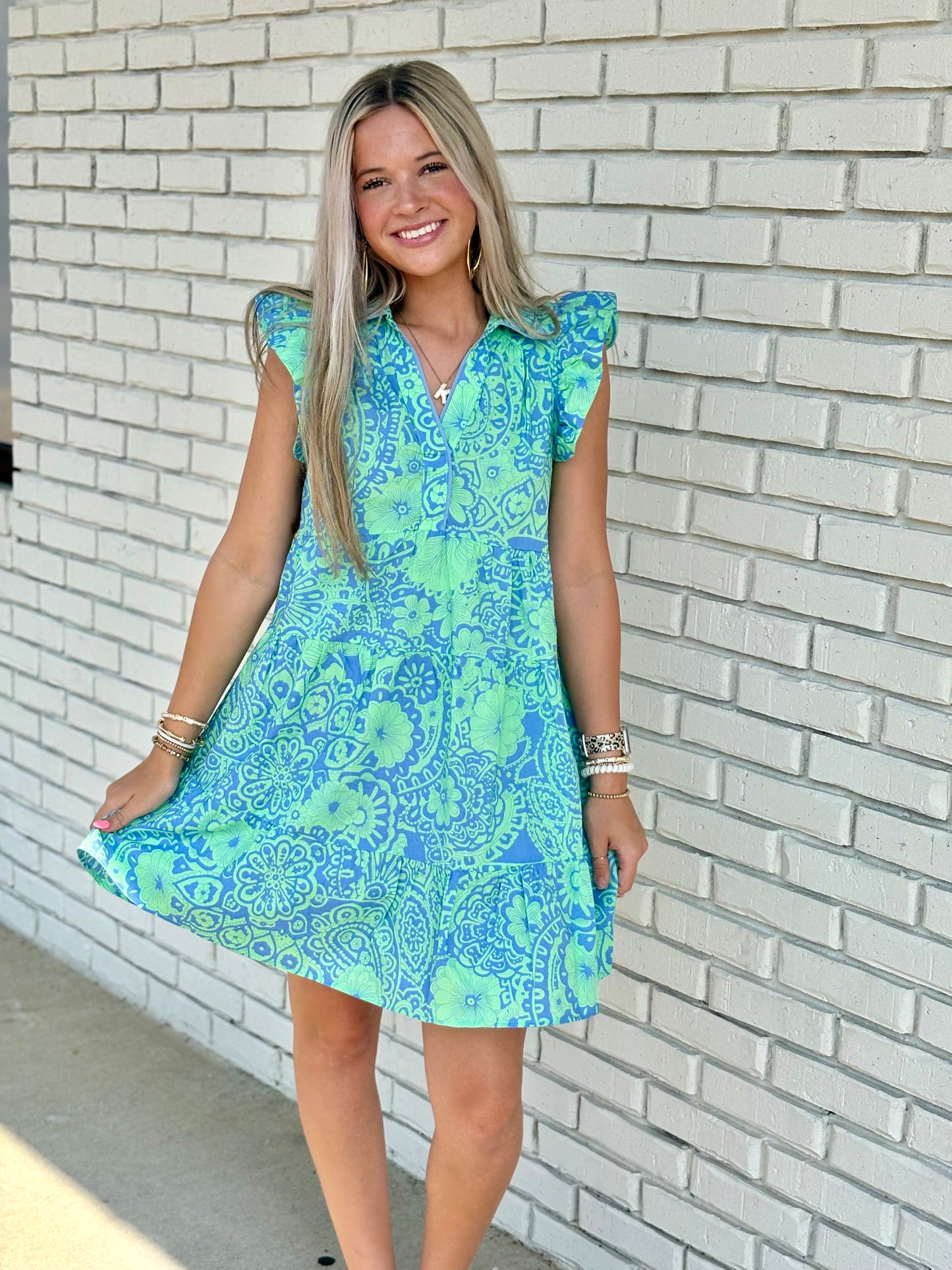 Mint Flutter Sleeve dress