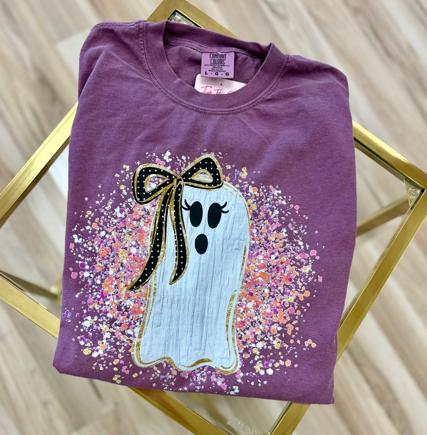 Sparkly Ghost with Bow Graphic tee