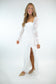 White Lace Sleeve Slit Detail Dress
