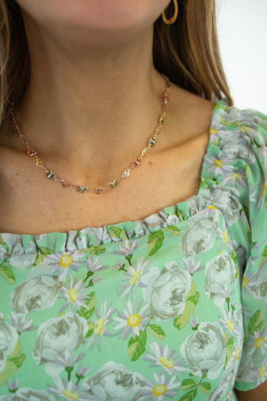 Multi Color Butterfly Gem Necklace