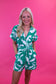 Green Print Button Up Romper