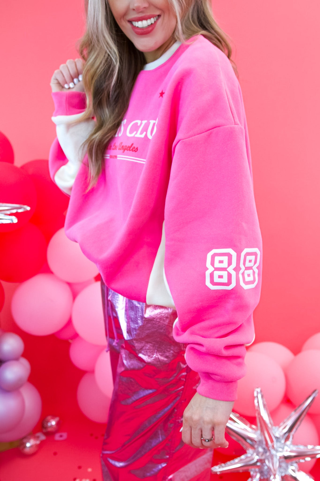 Pink Sports Club Oversized Sweatshirt