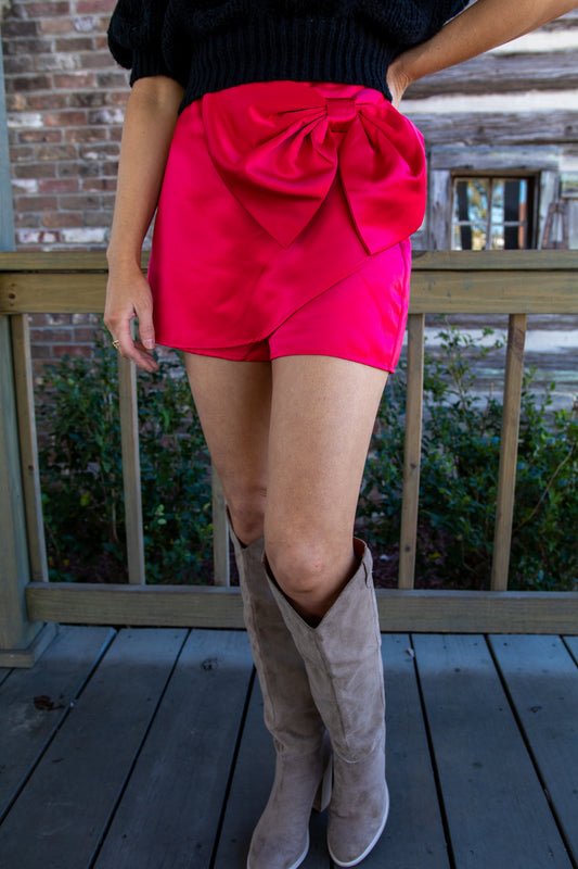 Red Oversized Bow Skort