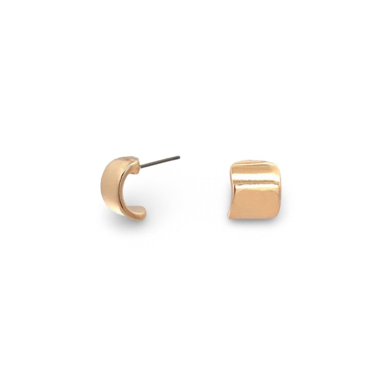 Gold C-Hoop Stud Earrings
