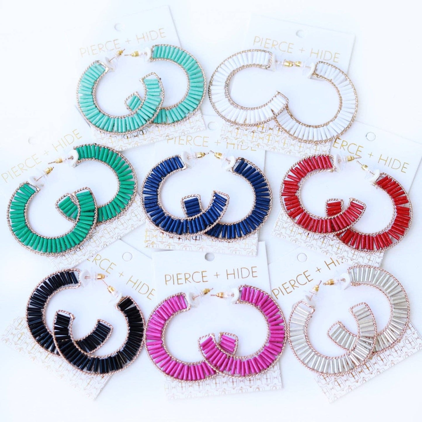 Beaded Tube Hoop Earrings