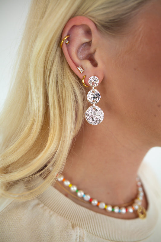 Textured Disc Drop Earrings