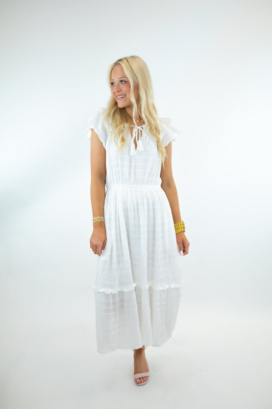 Ivory Ruffle Sleeve Dress