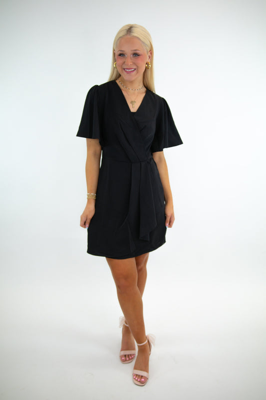 Classy Flutter Sleeve Wrap Dress