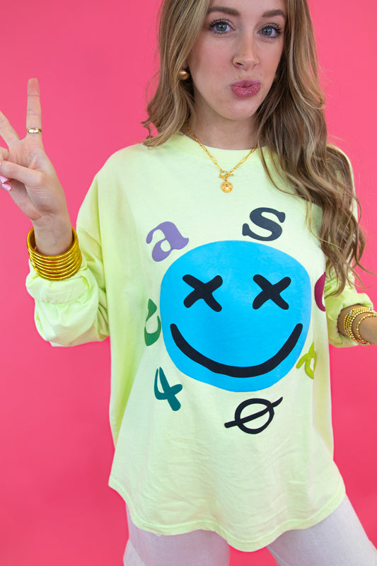 Lime Mineral Wash Smiley Tee