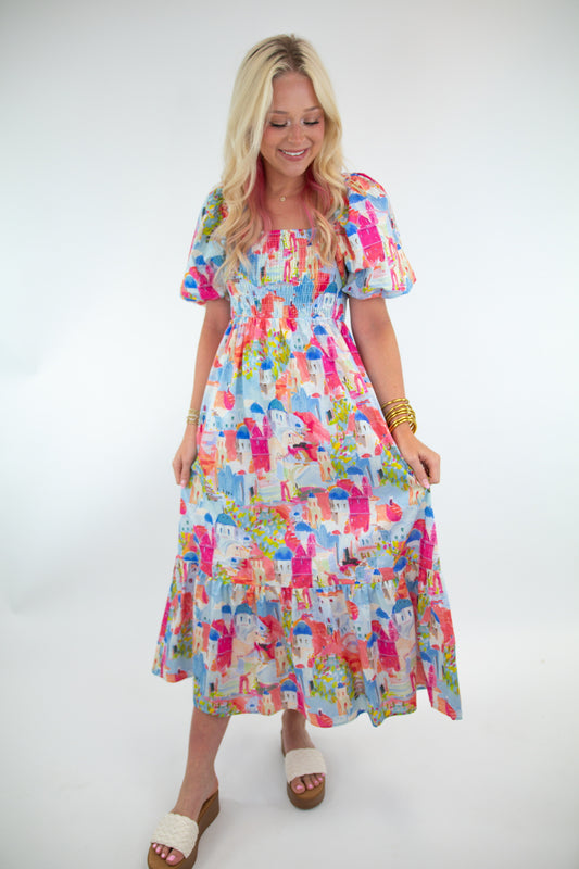 Mediterranean Coastline Vacay Dress