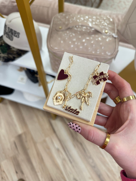 State Paper Clip Charm Necklace