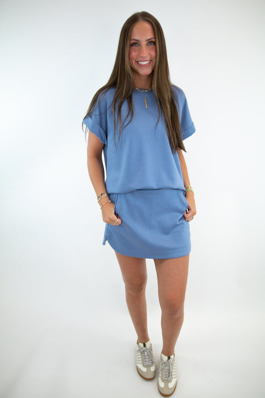 Blue V-Neck Short Sleeve