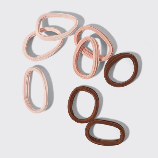 Recycled Seamless Hair Elastics 8pc Set- Rosewood