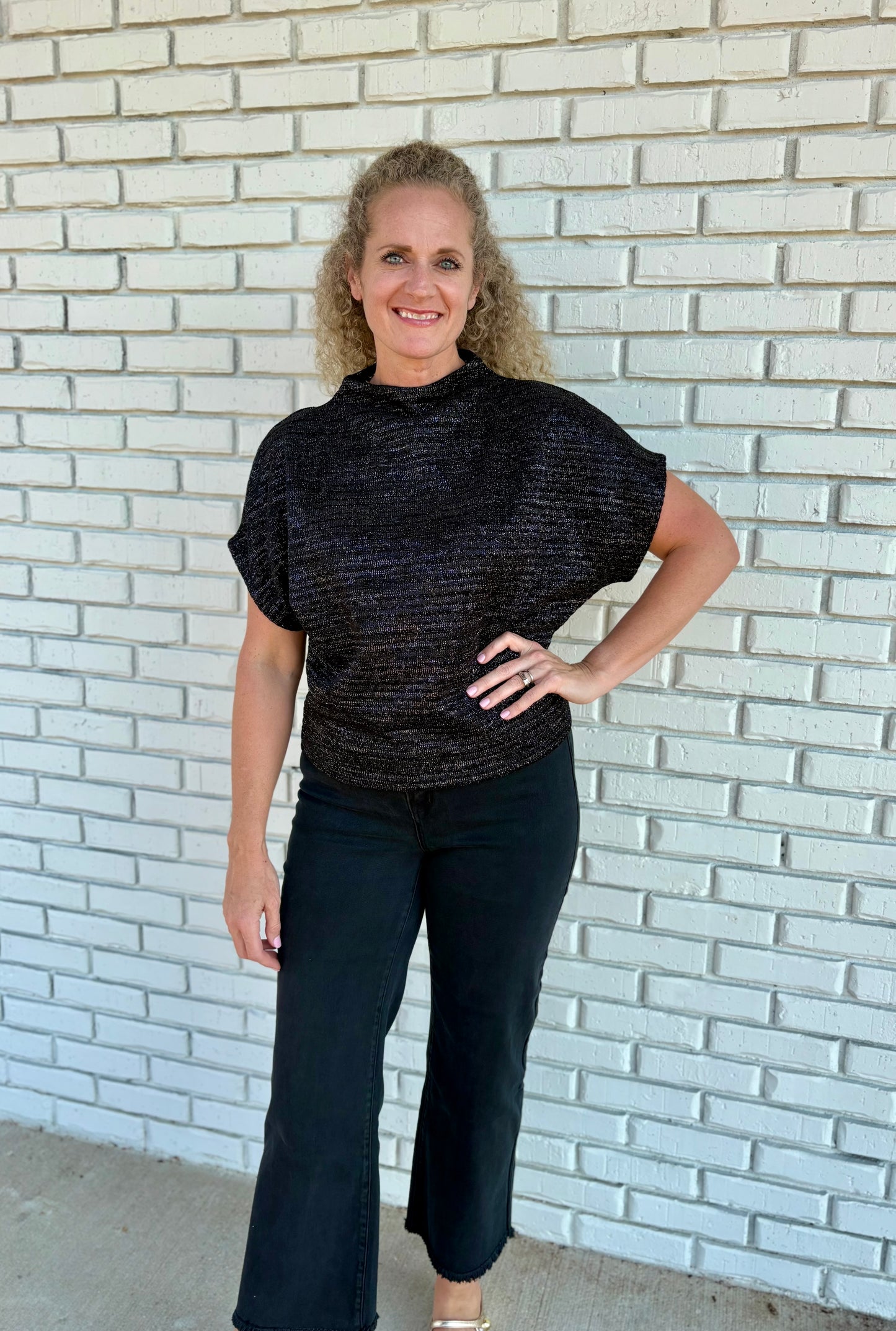 Black Mock Neck Top