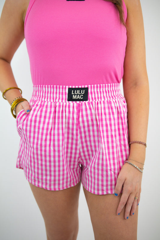 Pink Striped Boxer Lulu Mac Shorts