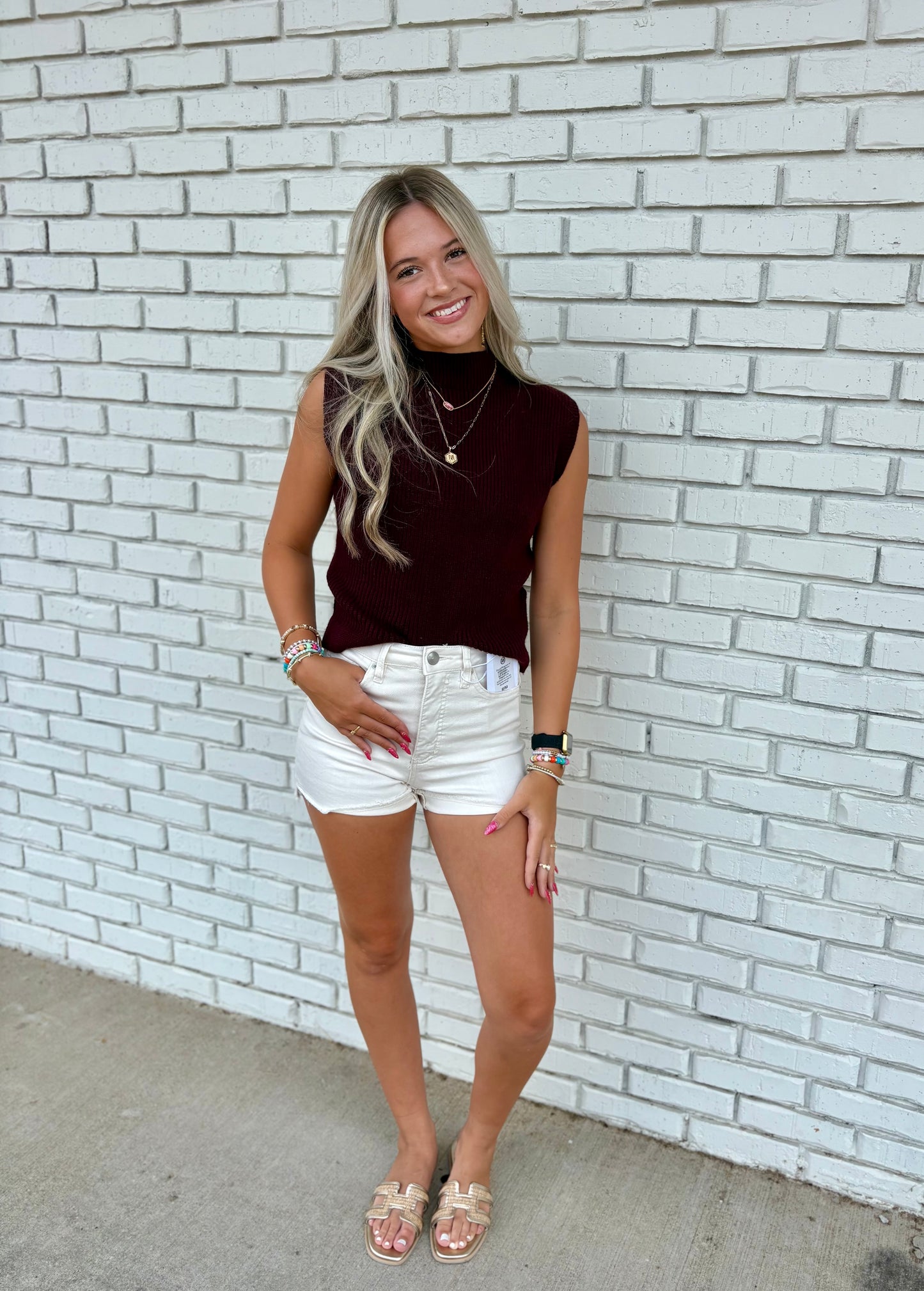 Plum Sleeveless Mock Sweater