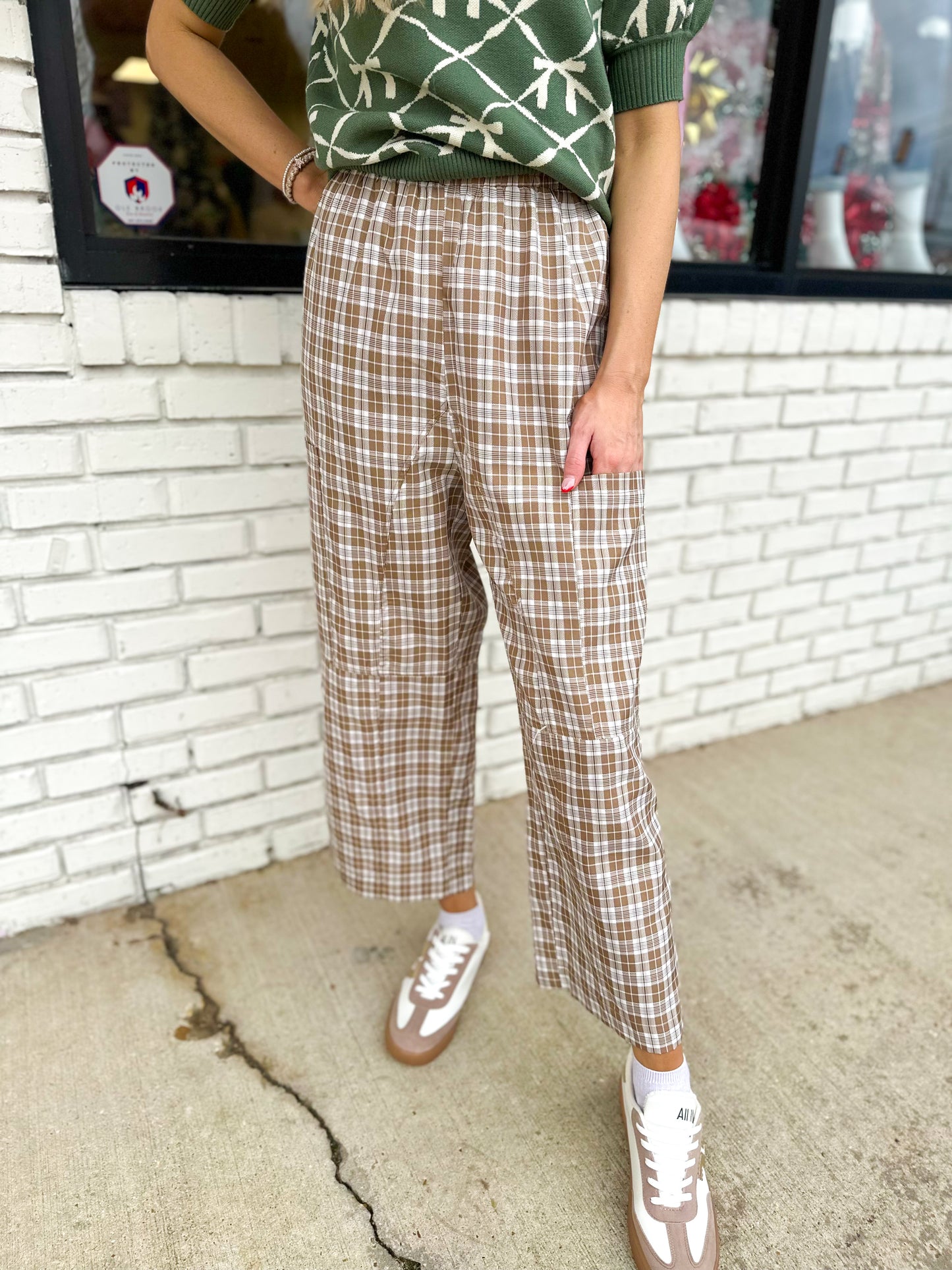 Plaid Wide Leg Boxer Pants