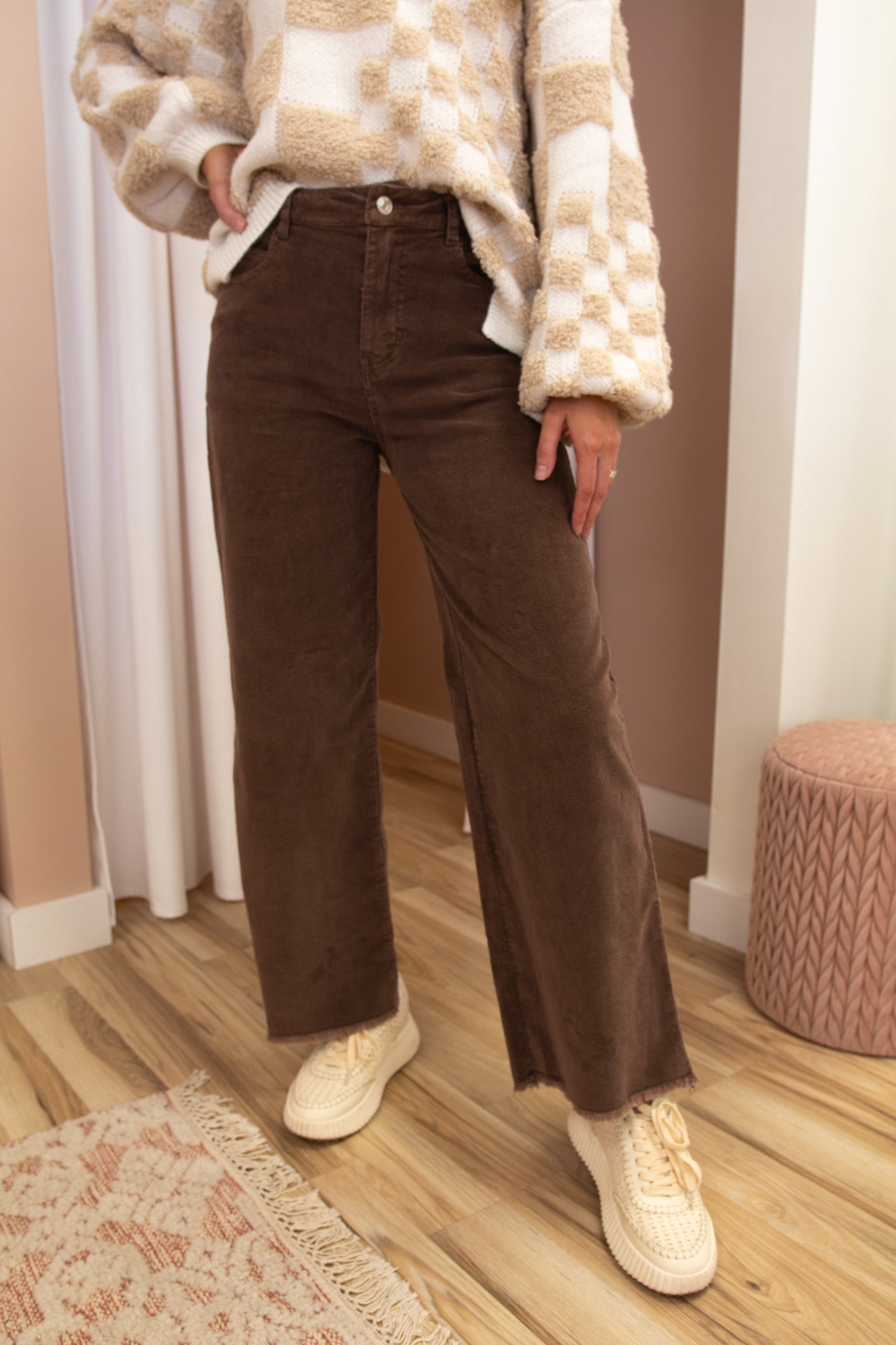 Chocolate Corduroy Wide Leg Pants