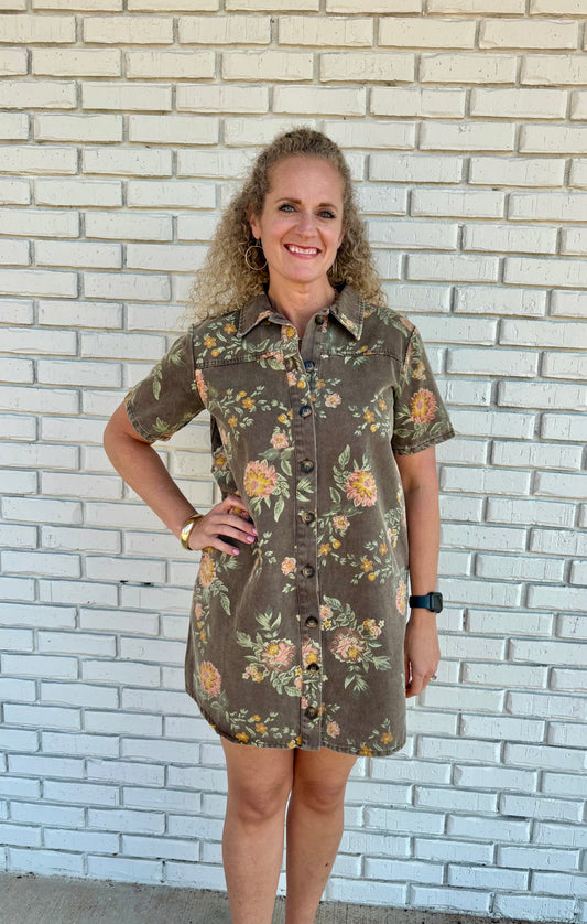 Floral Denim Dress