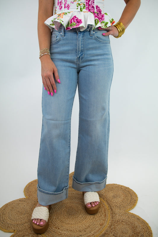 Light Wash Cuffed Denim