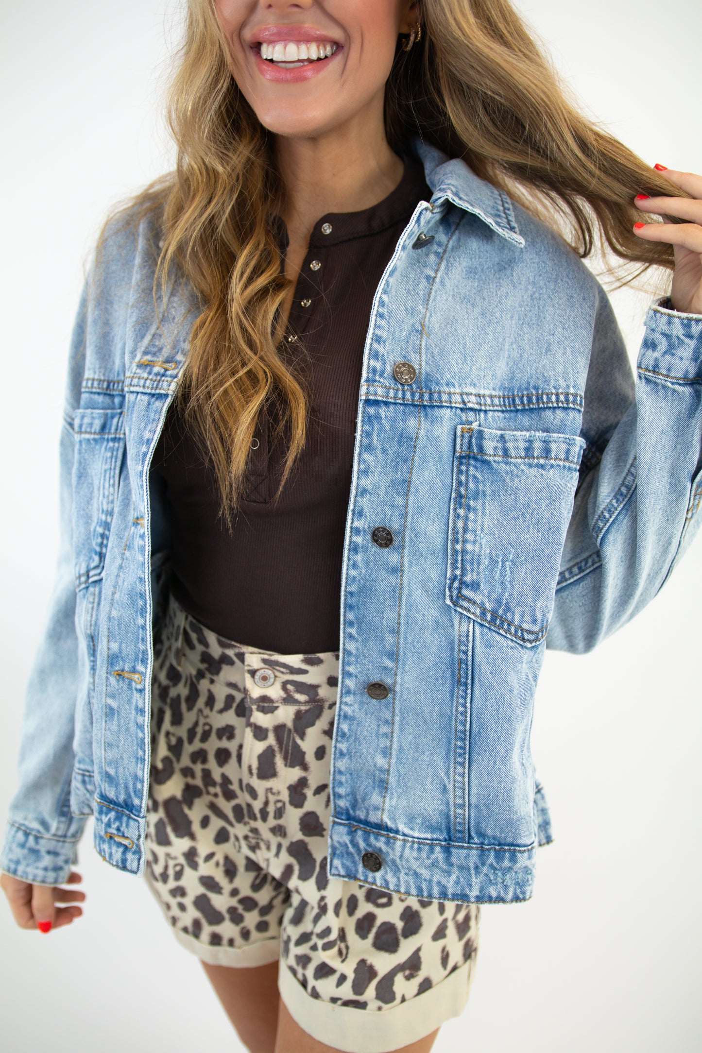 Pleated Denim Jacket