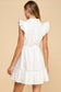 Fit and Flare Button Up Ruffled Sleeves Dress