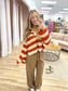 Burnt Orange Stripe Bell Sleeve Sweater