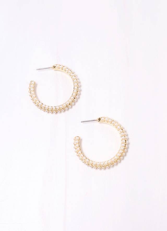 Woodard Pearl Hoop Earring GOLD: Default