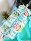 Aqua Garden Party Quilted Mini Duffle Bag