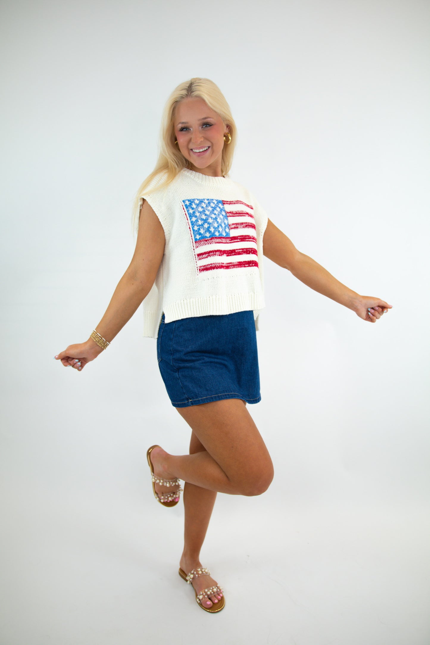 American Flag Lightweight Knit Top