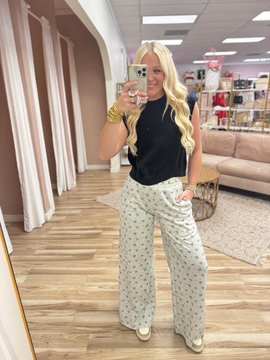 Heather Grey Floral Sweatpants