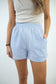 Blue Pinstripe Linen Shorts