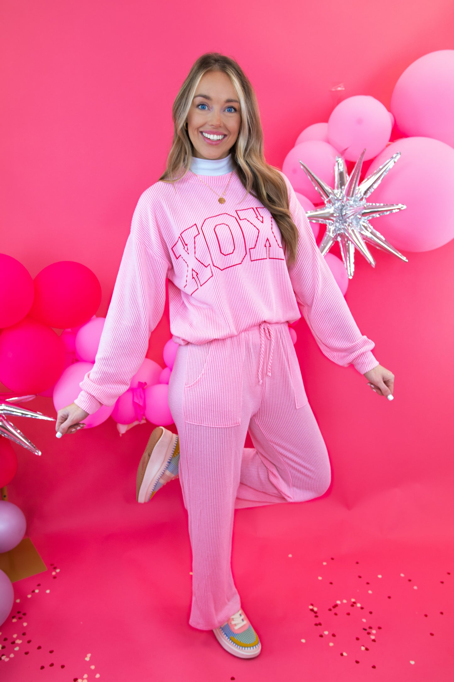 Blush "XOXO" Ribbed Pullover