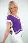 Purple V-Neck Bow Detail Sweater Vest