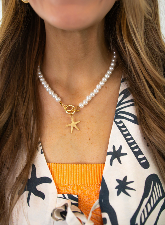 Pearl Clasp Starfish Necklace