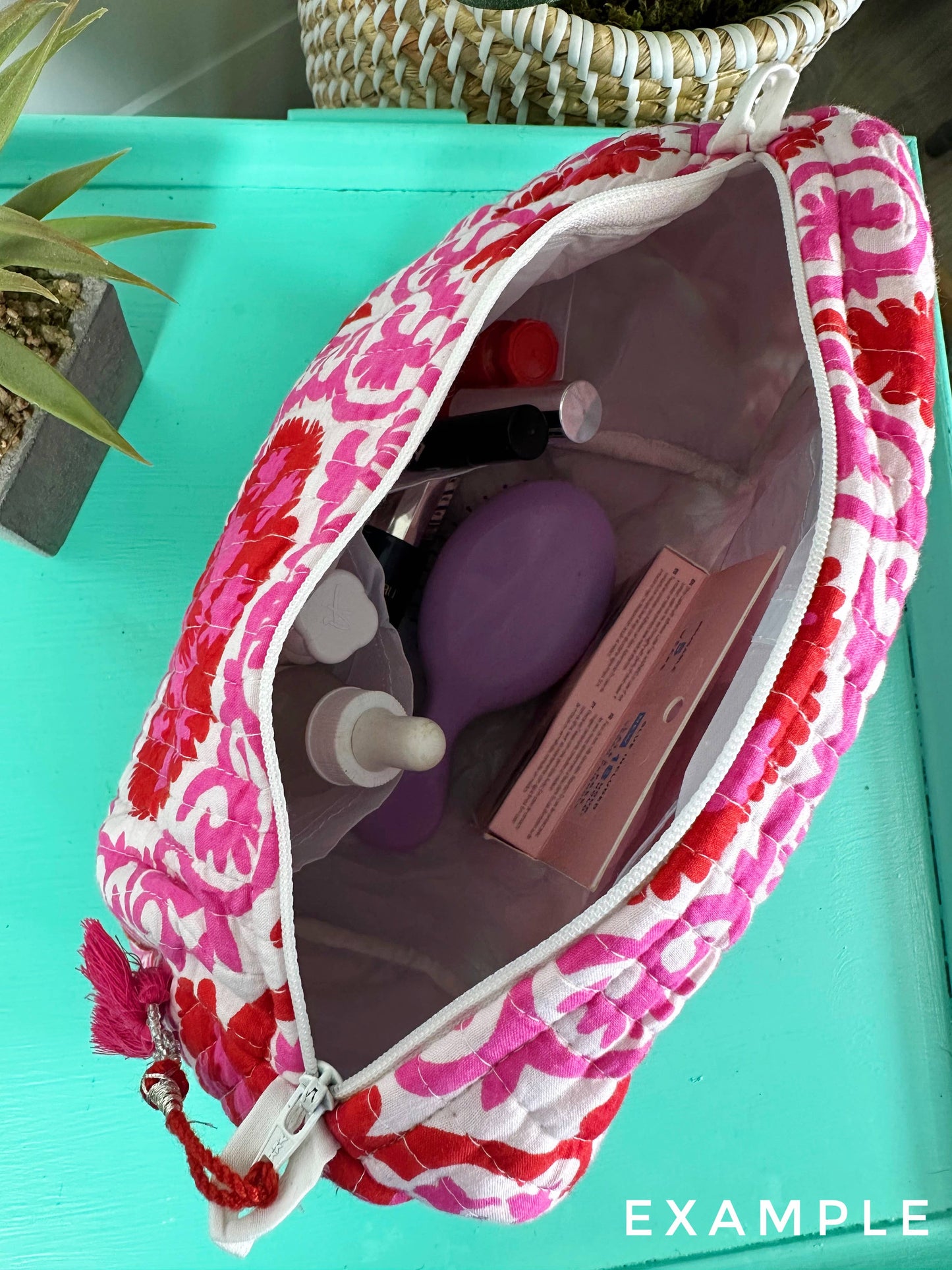 Purple Wildflowers Quilted Cosmetic Bag